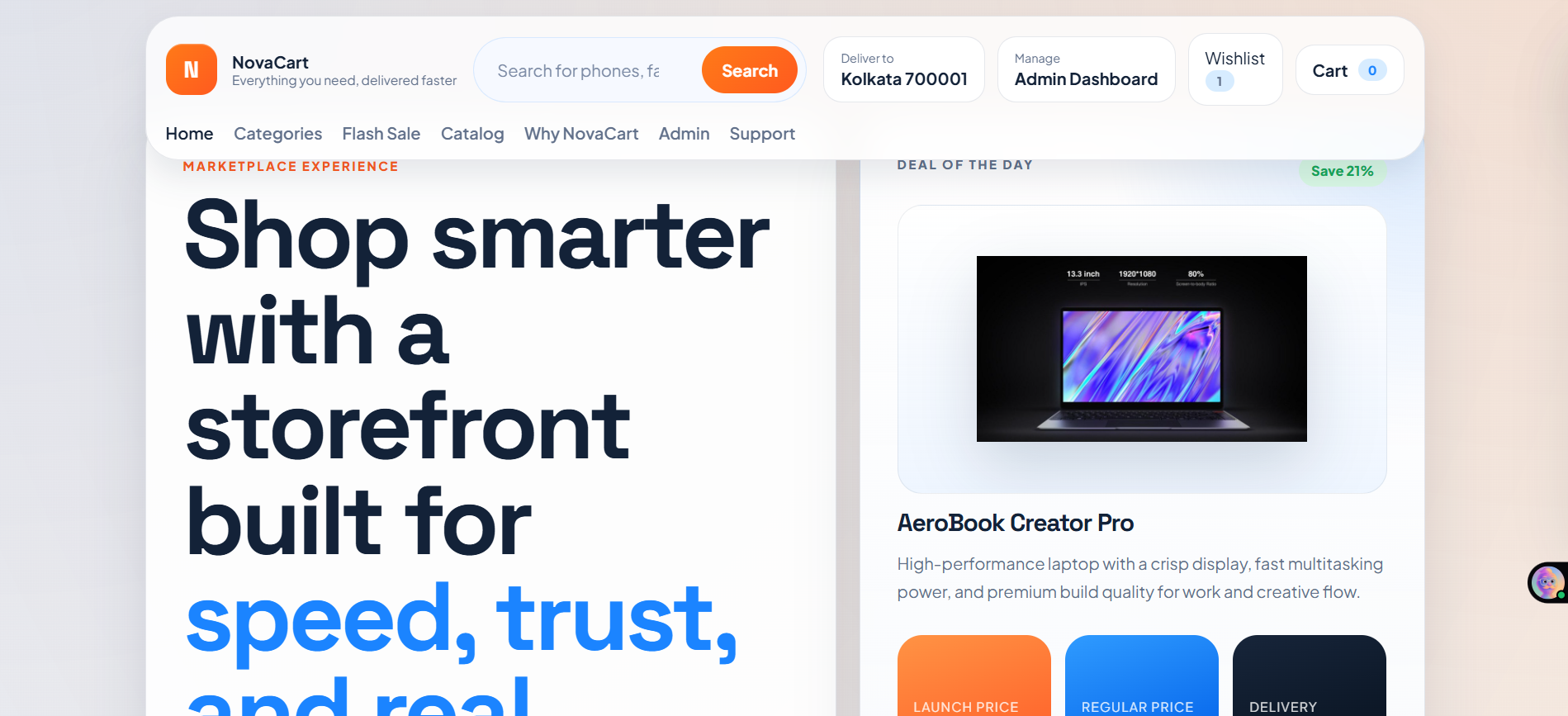Screenshot of a online-store-inspired UI project